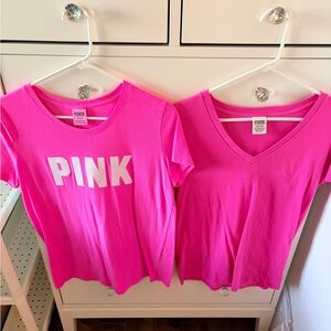 PINK Victoria's Secret Bright Pink Tee Duo